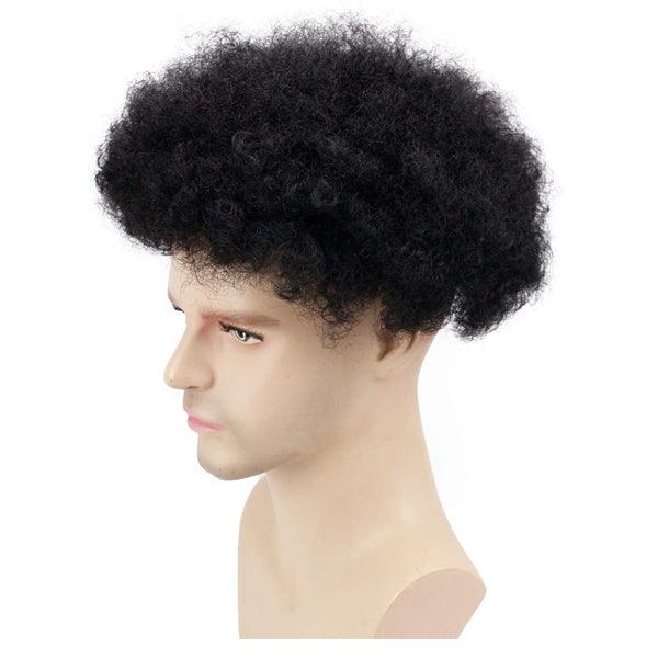 100 % Human Hair Afro Thin Skin Curly Toupee Wig Mens Wigs Real Human Hair