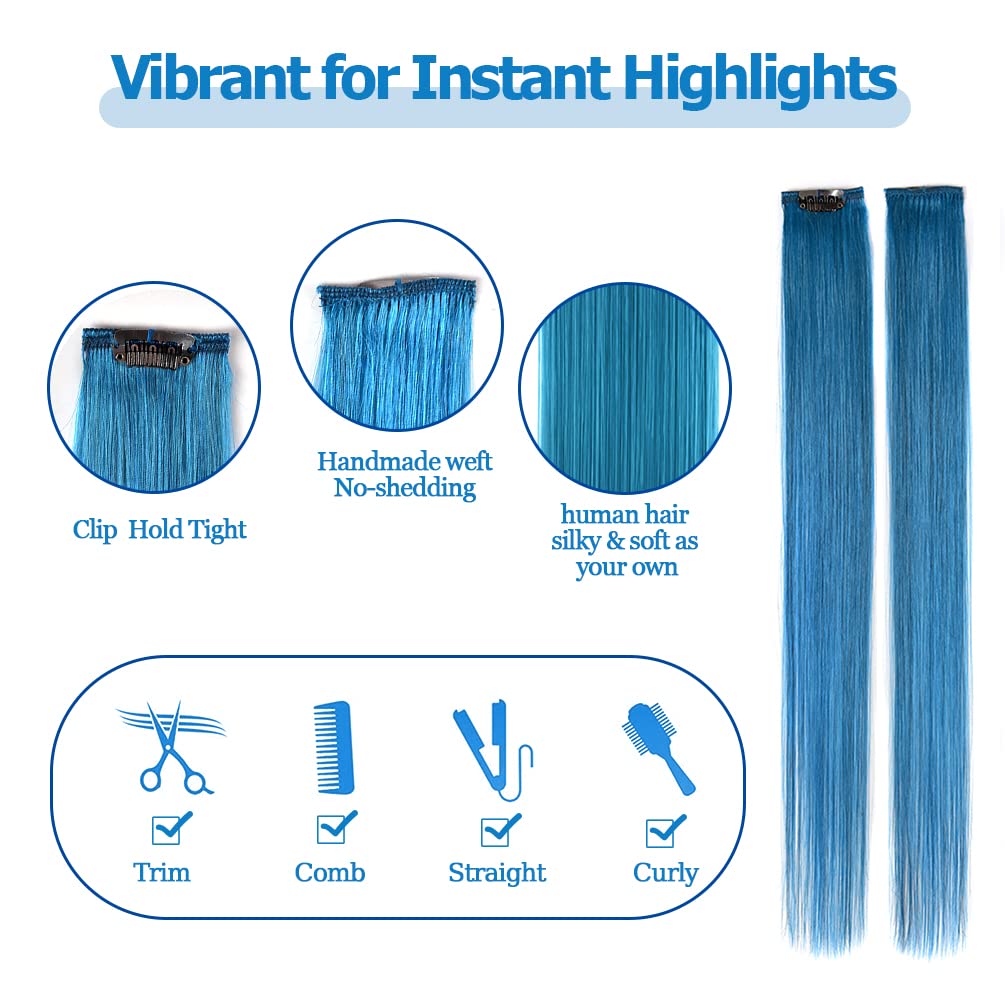 100% Human Hair Dark Blue Clip-in Extension Hairpieces For Women