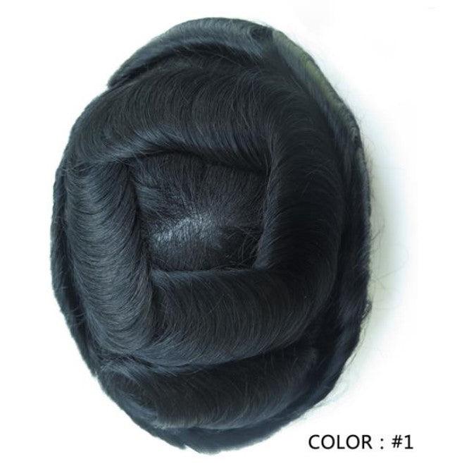 100% Human Hair Natural Mens Toupee ALI-2 Short Human Hair Wigs Undetectable