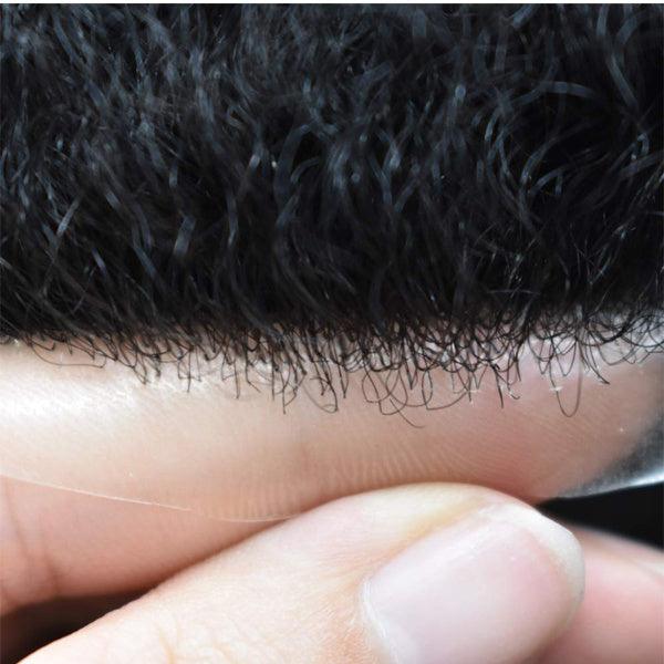 100% Human Hair Toupee Short Curly Natural Human Hair