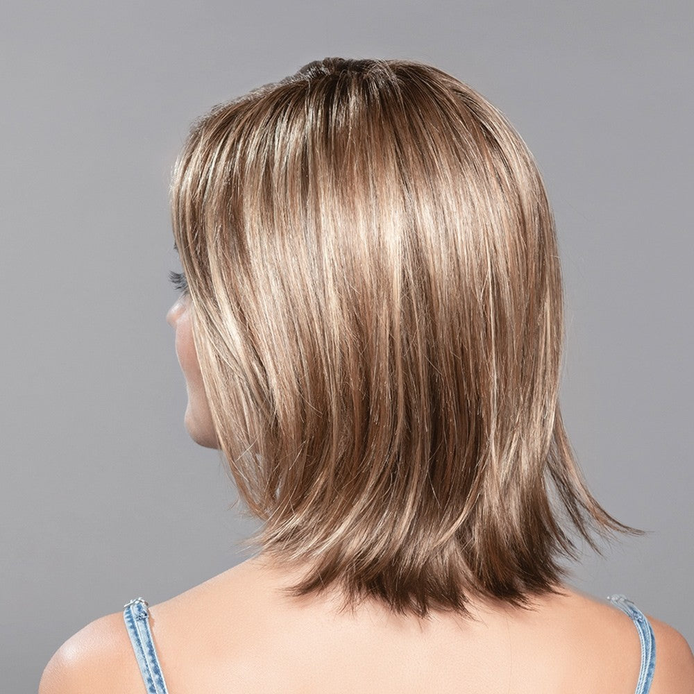 100% Human Hair Chin Length Wig Bob Natural Wigs, Caramel Rooted