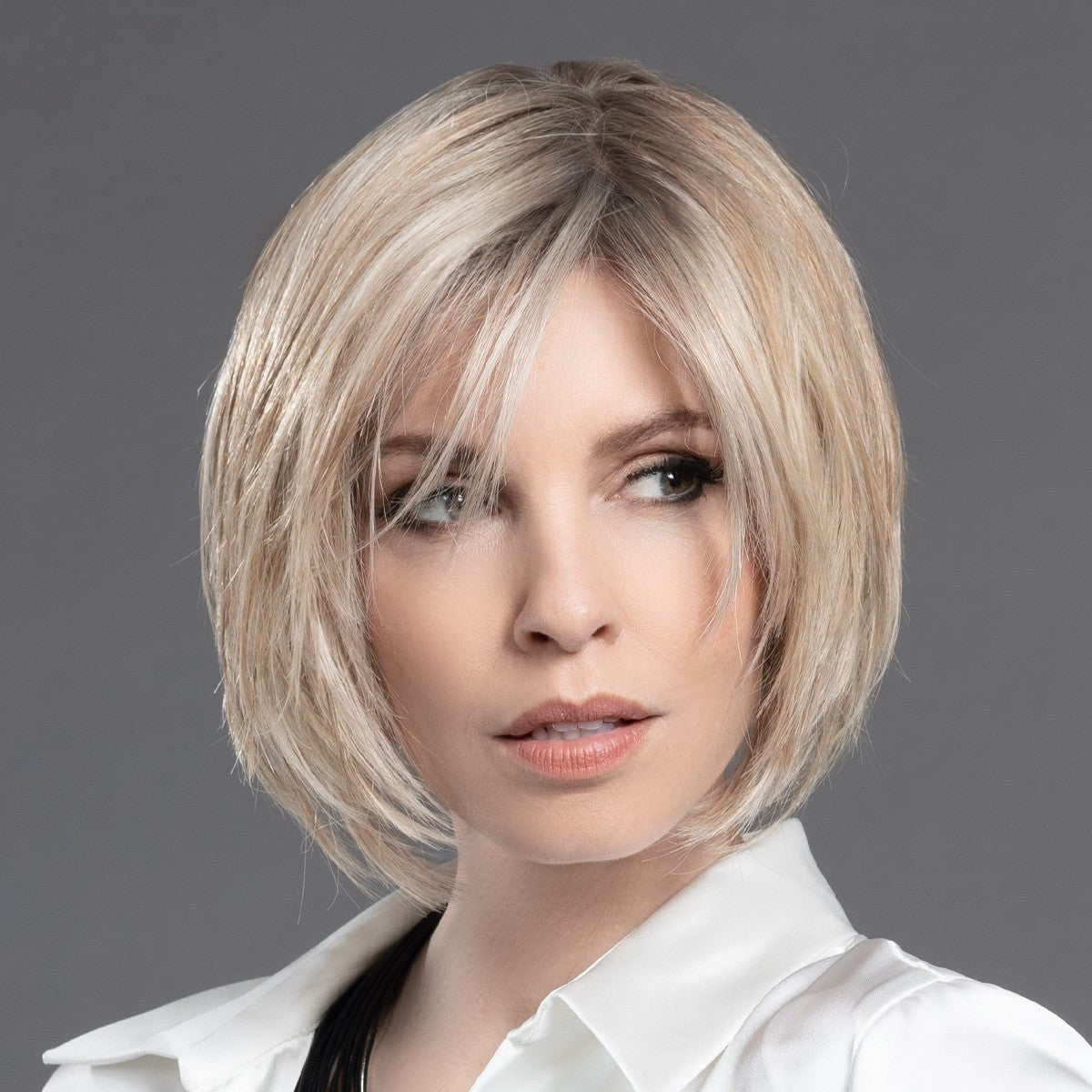 100% Human Hair Chin Length 8-10 Inch Wigs for Women UK, Champagne Rooted
