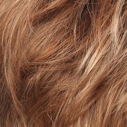 100% Human Hair Mono Womens Wigs, Champagne Rooted & Copper Brown Mix