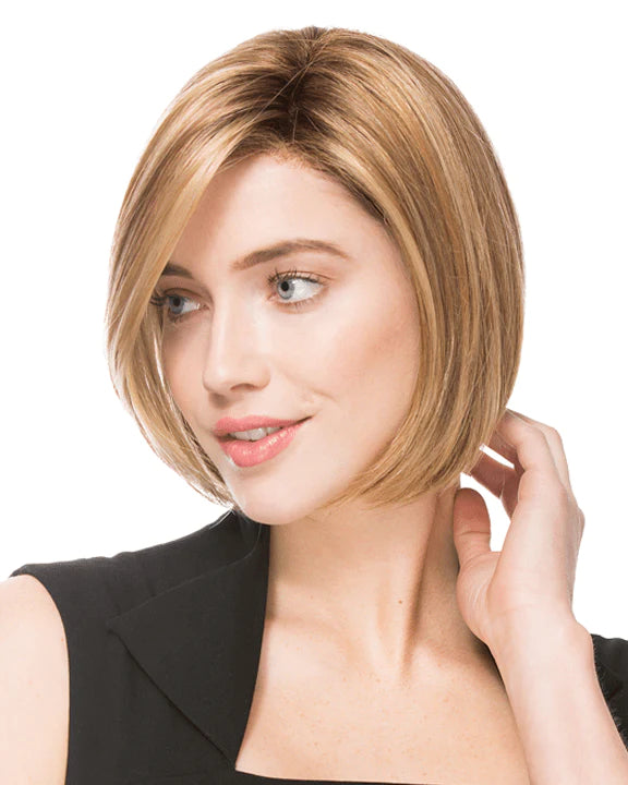 100% Human Hair Natural Chin Length Wig Bob Wigs for Women, Blonde Rooted