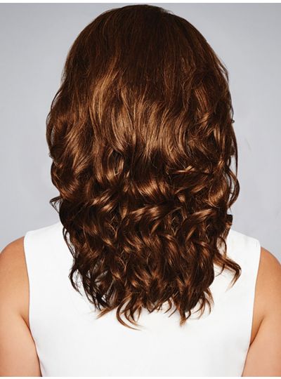 100% Human Hair Virgin Hair Mid Shoulder Length Wigs for Women, Glazed Fire