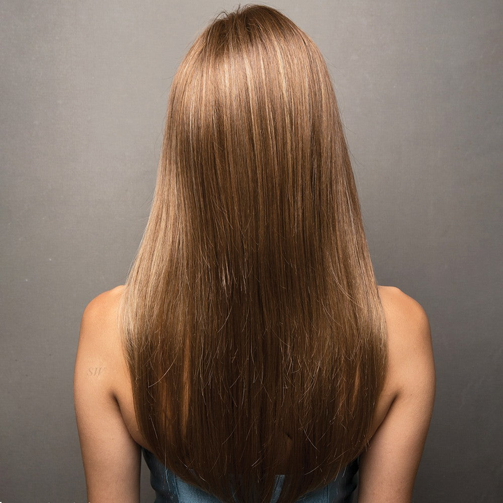 100% Human Hair Long Wigs for Women, Light Chocolate & Dark Chocolate