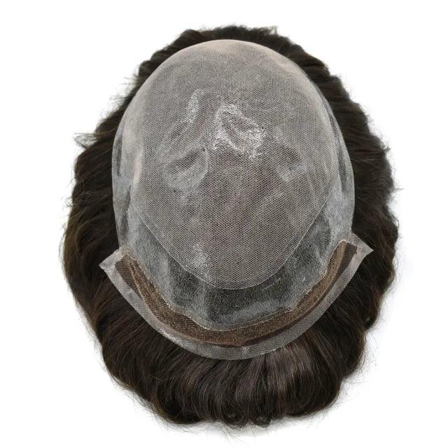 100% Human Hair Mens Toupee BIO-A 8"x10" Men's Lace Front Skin Top Skin PU