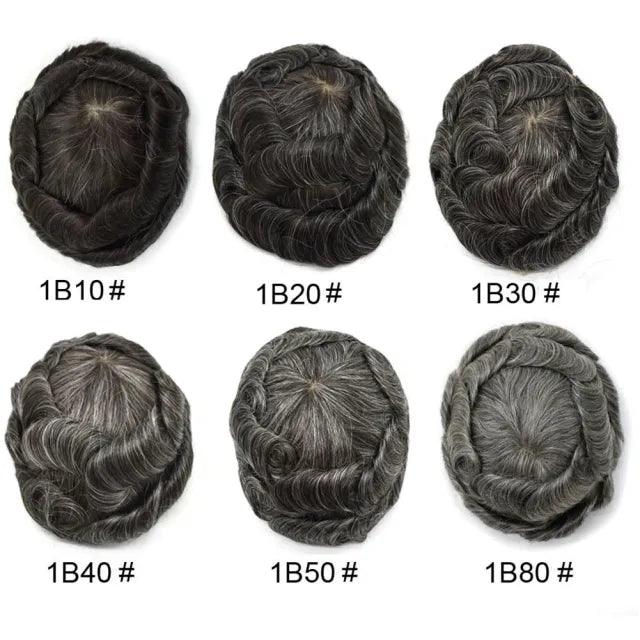 100% Human Hair PAPY Mens Toupee 0.12mm Thin Skin Wigs for Men