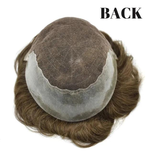 100% Human Hair Mens Toupee Swiss Lace Q6 Short Hair Systems Natural Hairline For Men