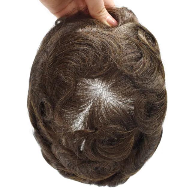 100% Human Hair Mens Toupee Swiss Lace Q6 Short Hair Systems Natural Hairline For Men