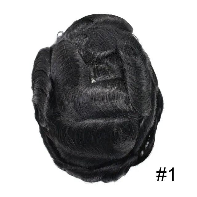 100% Human Hair Mens Toupee Swiss Lace Q6 Short Hair Systems Natural Hairline For Men