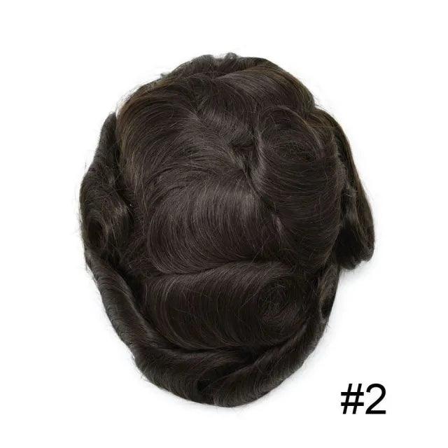 100% Human Hair Mens Toupee Swiss Lace Q6 Short Hair Systems Natural Hairline For Men
