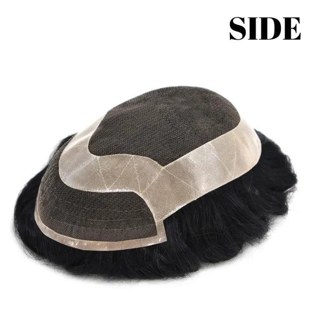 100% Human Hair Mens Toupee P1-4-8 French Lace Men's Hair Invisible Natural Hairline