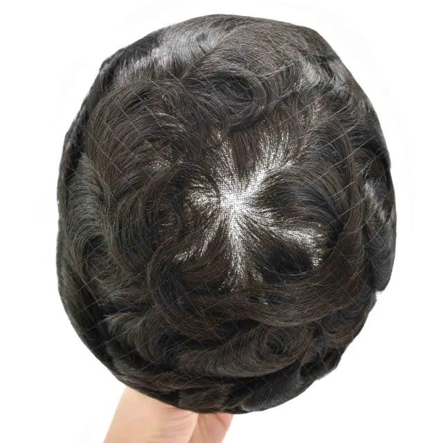 100% Human Hair PAPY Mens Toupee 0.12mm Thin Skin Wigs for Men