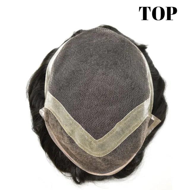 100% Human Hair Mens Toupee WFS Replacement Wigs for Men