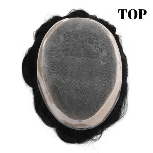 100% Human Hair Natural Mens Toupee ALI-2 Short Human Hair Wigs Undetectable