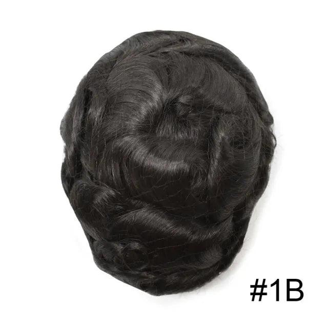 100% Human Hair Natural Mens Toupee ALI-2 Short Human Hair Wigs Undetectable