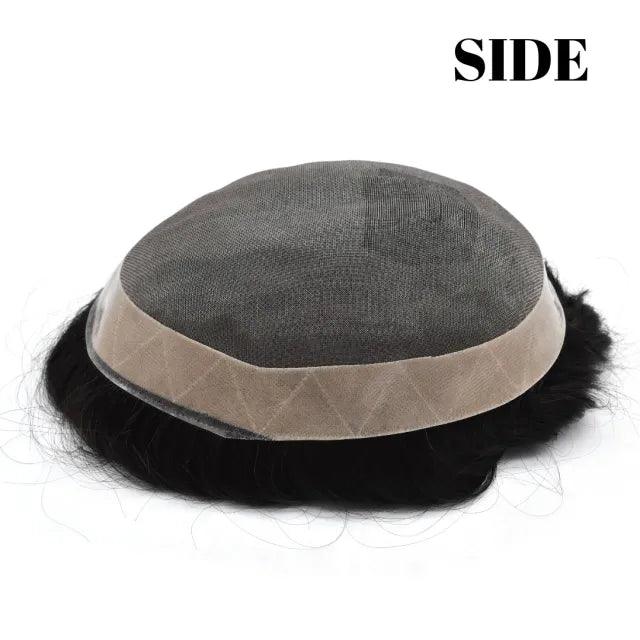 100% Human Hair Natural Mens Toupee ALI-2 Short Human Hair Wigs Undetectable