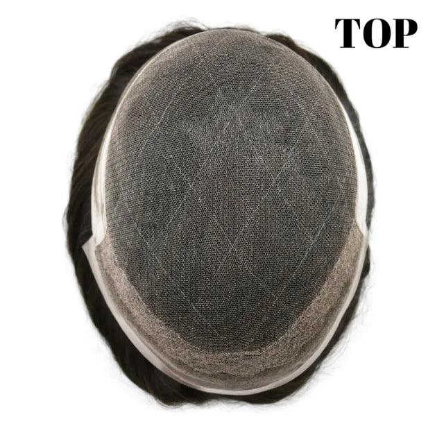 100% Human Hair Men's Toupee OCTAGON French Lace Frontal Wigs Human Hair Replacement Pieces For Men