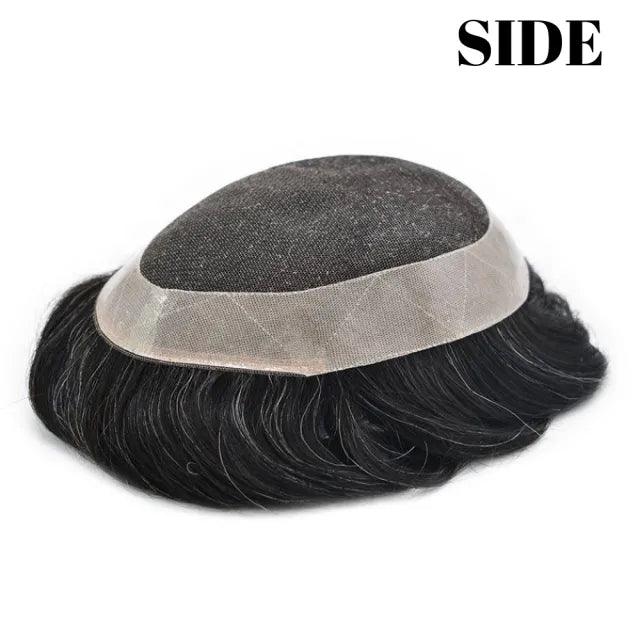 100% Human Hair French Lace Mens Toupee D7-5 Lace Easy Tape Real Human Hair Wigs for Men