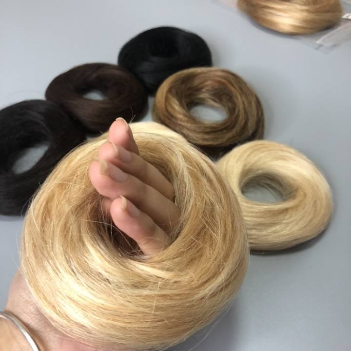 Human Hair Scrunchie With Rubber Band Hair Ring Wrap Extensions