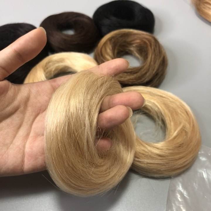 Human Hair Scrunchie With Rubber Band Hair Ring Wrap Extensions