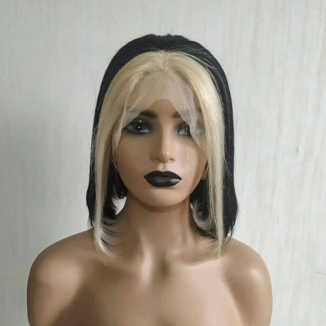 100% Human Hair Chin Length Wig Bob Natural Real Human Hair Lace Wigs