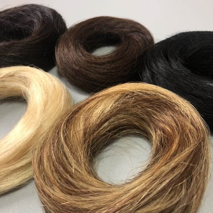 Human Hair Scrunchie With Rubber Band Hair Ring Wrap Extensions