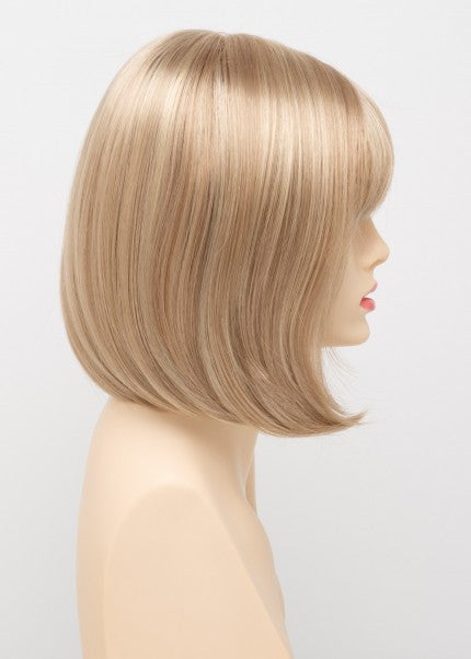 100% Human Hair Natural Chin Length Wig Bob Wigs, Dark Red & Medium Blonde