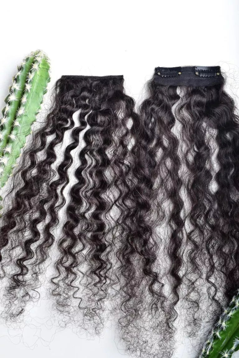 2 Clip in Extension 100% Human Hair Side Patches Natural Human Hair Wigs