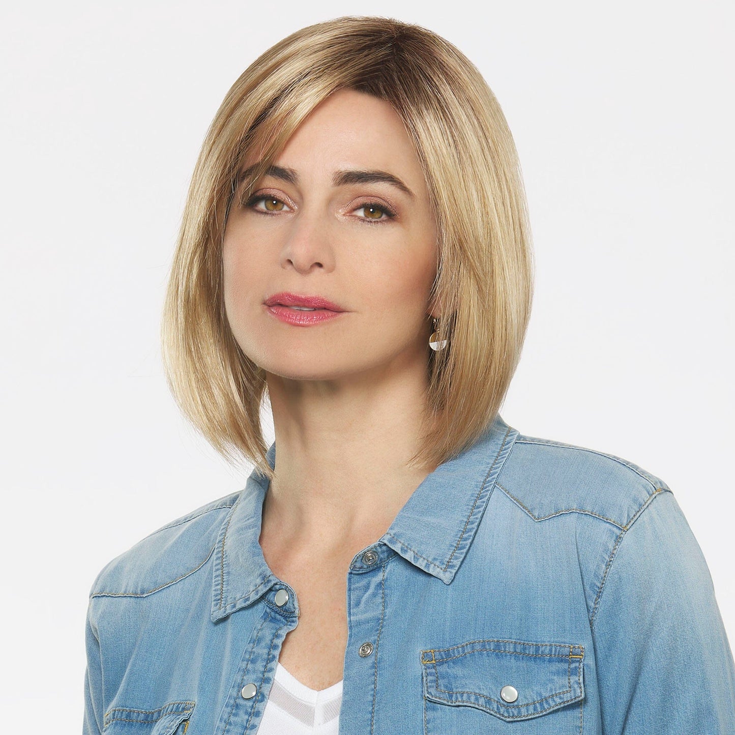 100% Human Hair Top Remy Hair Trendco Chin Length Wig Bob Wigs, Lace Front Wig, Blonde and Sunkissed Highlights (26)
