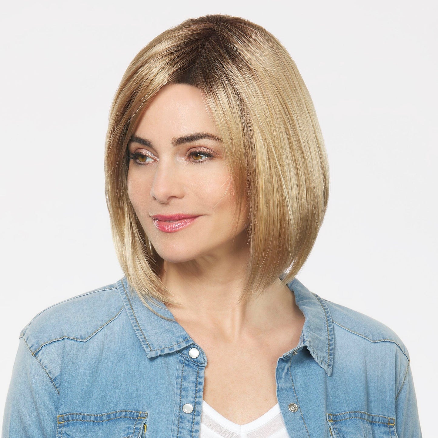 100% Human Hair Top Remy Hair Trendco Chin Length Wig Bob Wigs, Lace Front Wig, Blonde and Sunkissed Highlights (26)
