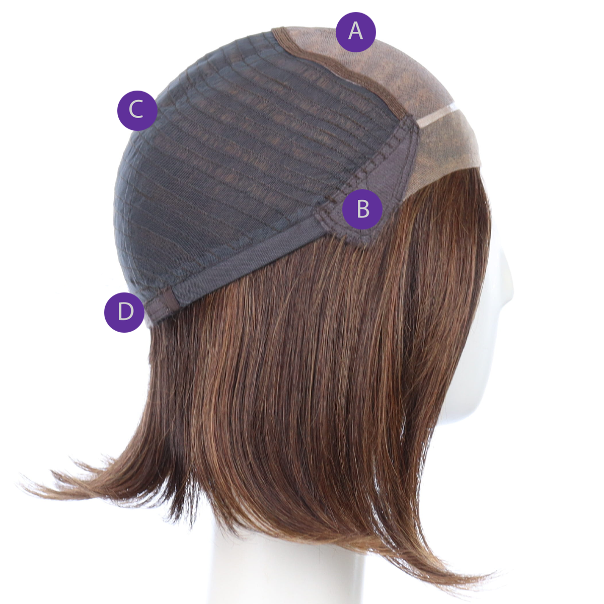 100% Human Hair Chin Length 10 Inch Womens Wigs, Nut Brown Rooted