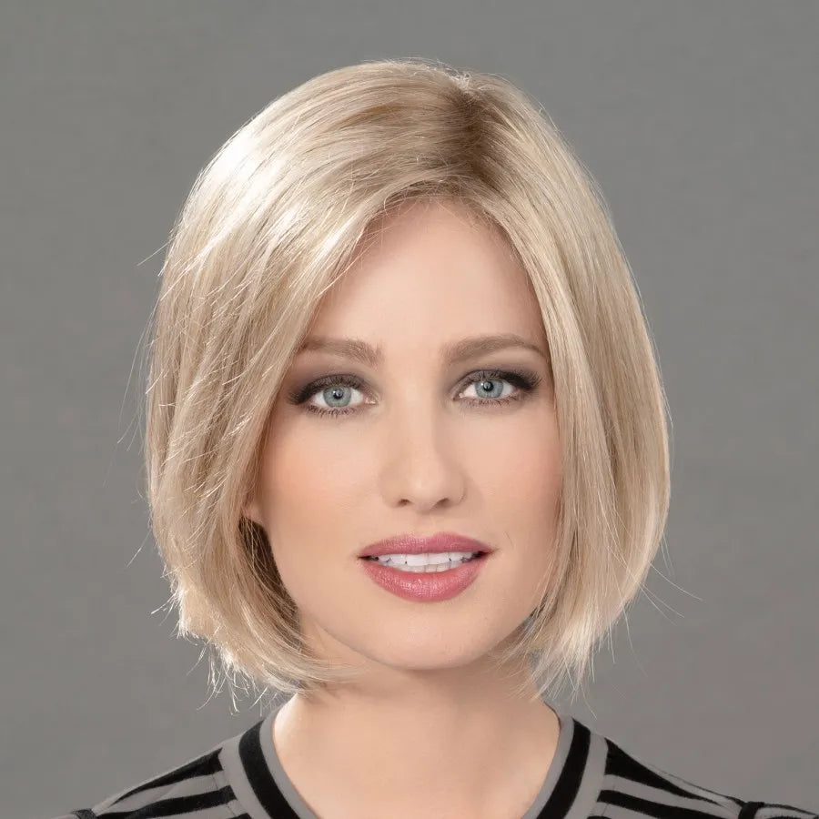 100% Human Hair Chin Length 8-10 Inch Wigs for Women UK, Champagne Rooted