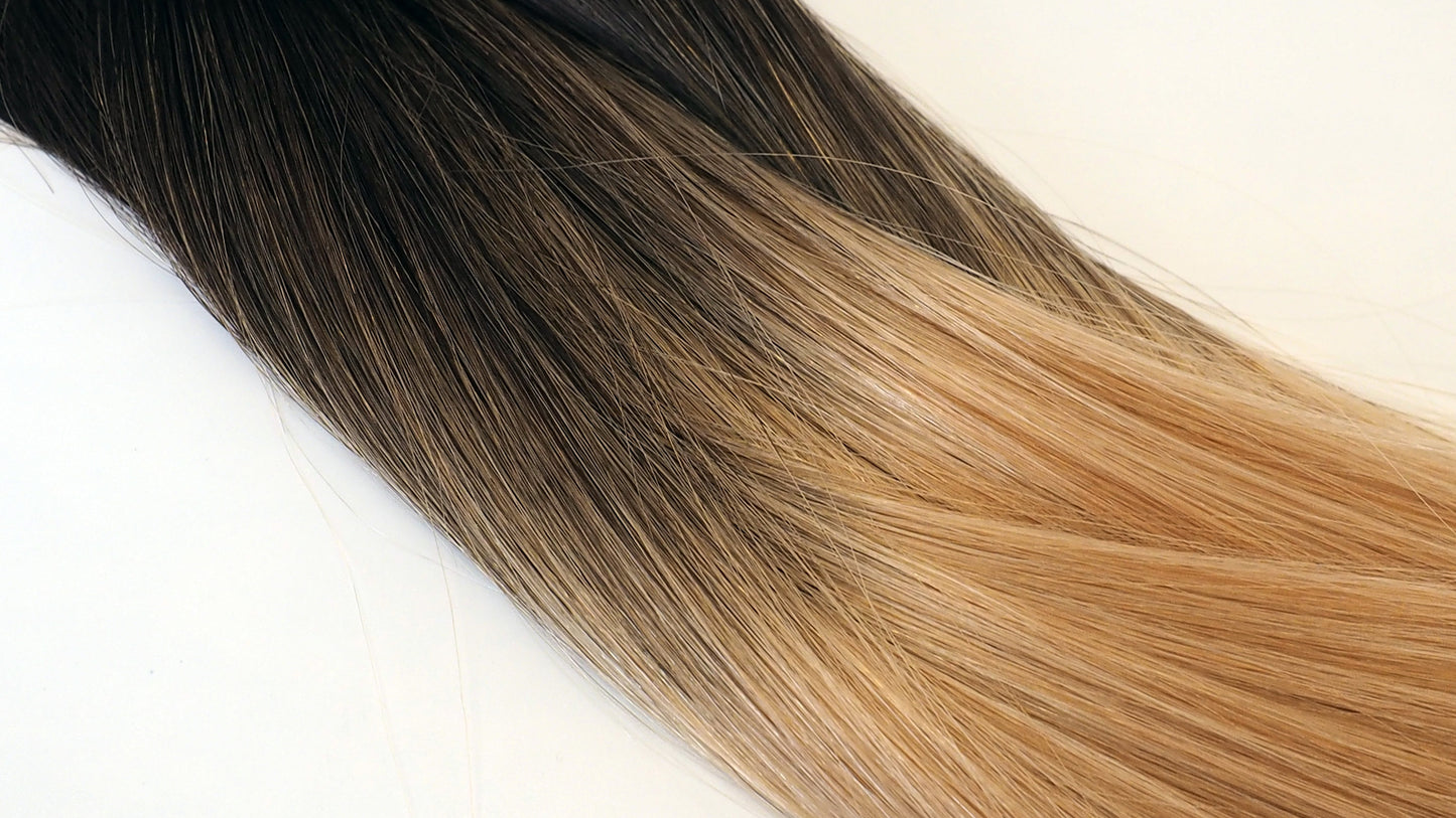 100% Human Hair Extension Seamless Clip-In Patch, Ombre Blonde Colour Hair