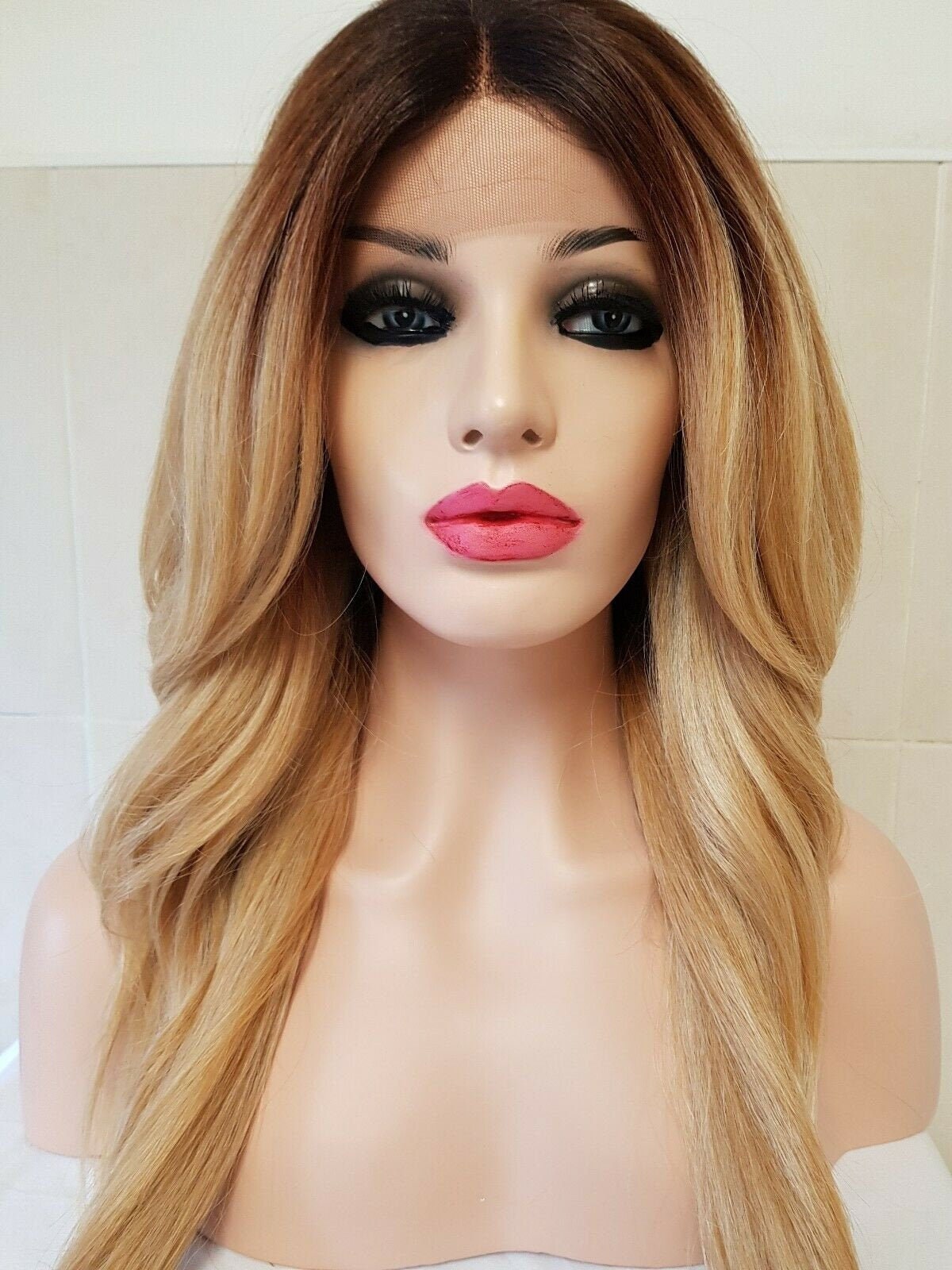 100% Human Hair Virgin Hair Womens 14-16/20-22'' Inch Wig, Golden Blonde