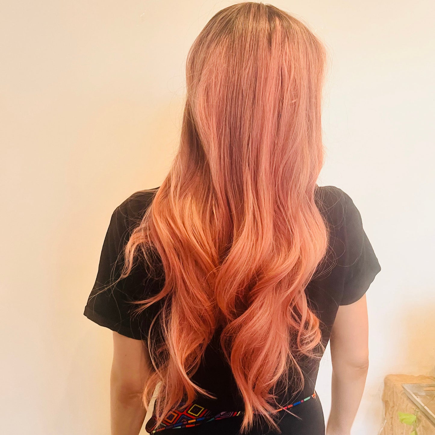 100% Human Hair Virgin Hair Long Dusty Rose Pink Wig 26 Inches Wavy Wig