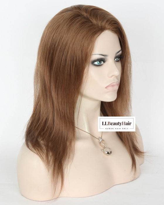 100% Human Hair Virgin Hair Womens Wigs Long 16-20 Inch Wig, Light Golden Brown