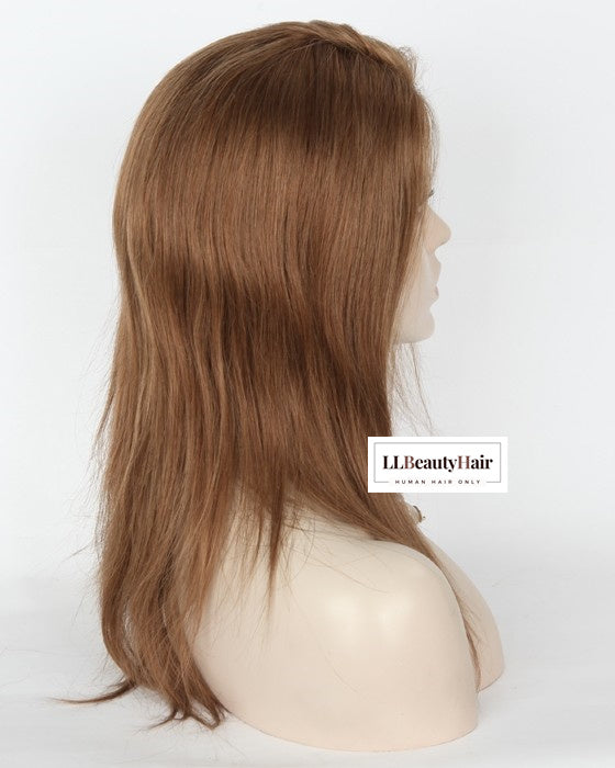 100% Human Hair Virgin Hair Womens Wigs Long 16-20 Inch Wig, Light Golden Brown