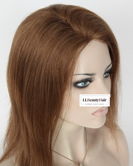 100% Human Hair Virgin Hair Womens Wigs Long 16-20 Inch Wig, Light Golden Brown