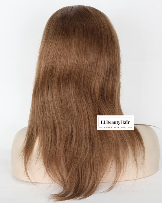 100% Human Hair Virgin Hair Womens Wigs Long 16-20 Inch Wig, Light Golden Brown