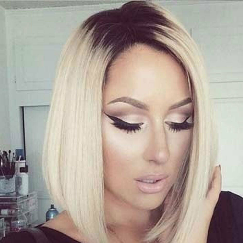 100% Human Hair Chin Length Wig Bob Natural Real Human Hair Lace Wigs