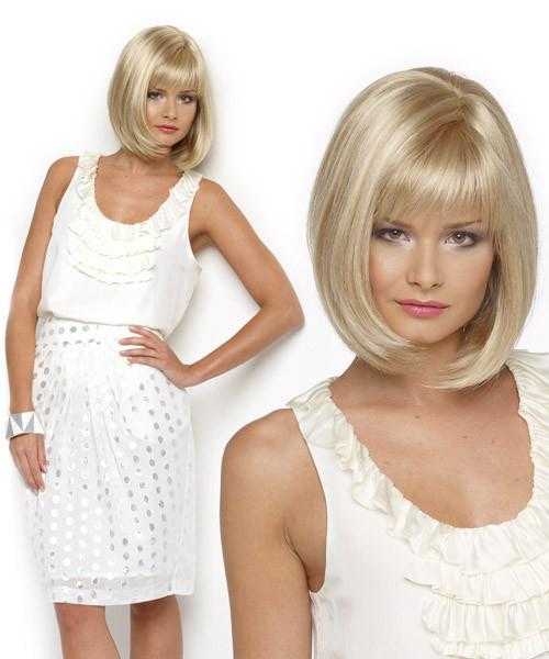 100% Human Hair Natural Chin Length Wig Bob Wigs, Dark Red & Medium Blonde