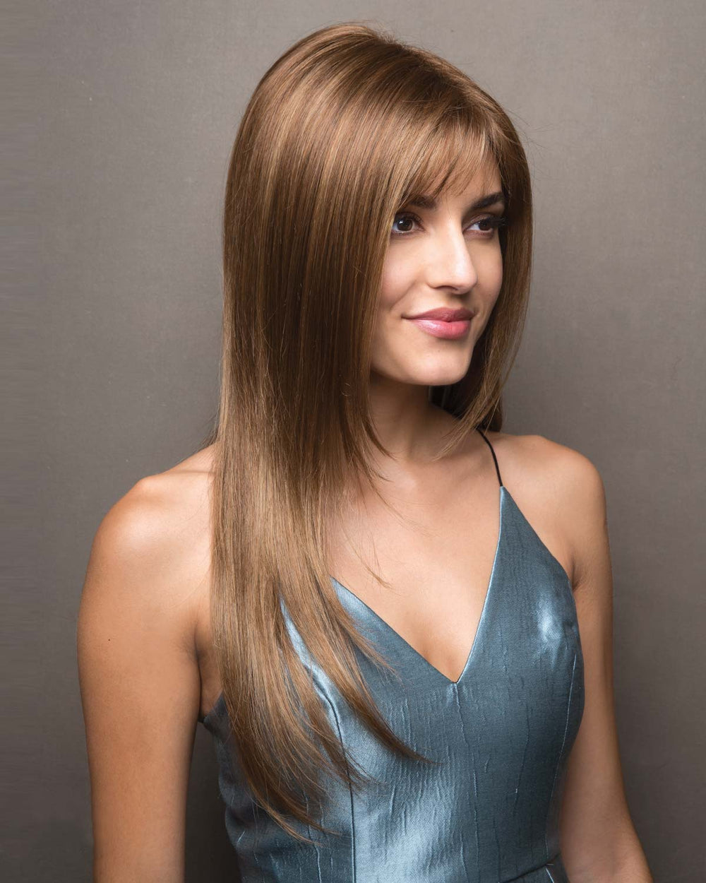 100% Human Hair Long Wigs for Women, Light Chocolate & Dark Chocolate