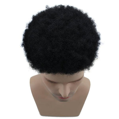 100 % Human Hair Afro Thin Skin Curly Toupee Wig Mens Wigs Real Human Hair