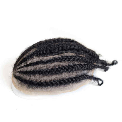 Toupee Men's Wig Indian Remy Human Hair System Braided 130% Density Straight Texture Black Men Hot Supplier