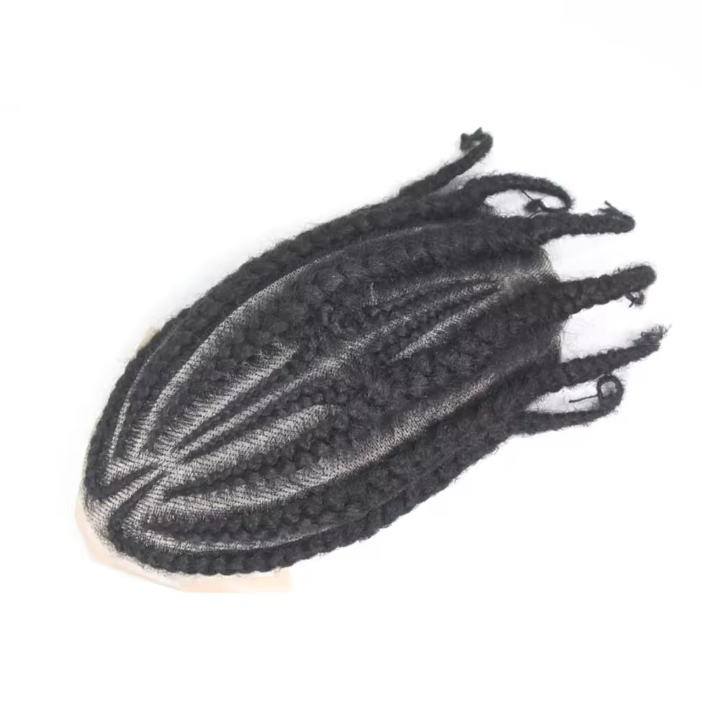 Toupee Men's Wig Indian Remy Human Hair System Braided 130% Density Straight Texture Black Men Hot Supplier