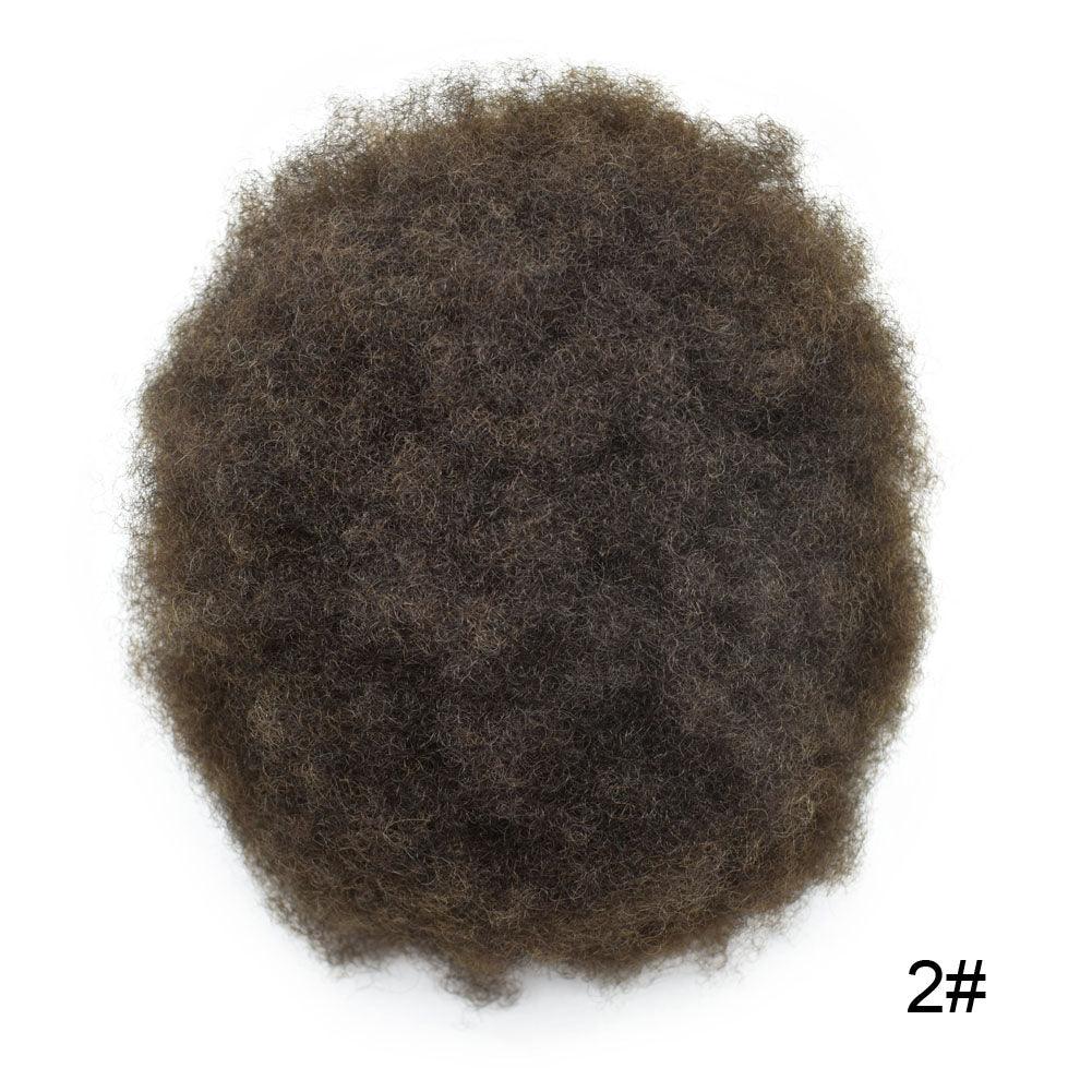 100% Human Hair Afro Q6 Toupee Curly Hair Extensions for Men Real Hair Wigs