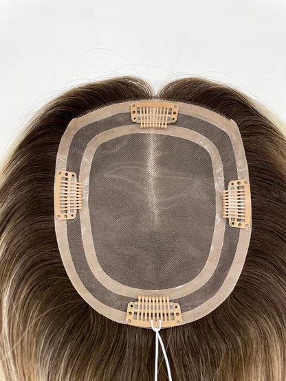 Chinese Remy Human Hair System Women Beauty Breathable Seamless Mono Base Topper Volume Daily All Day Wear