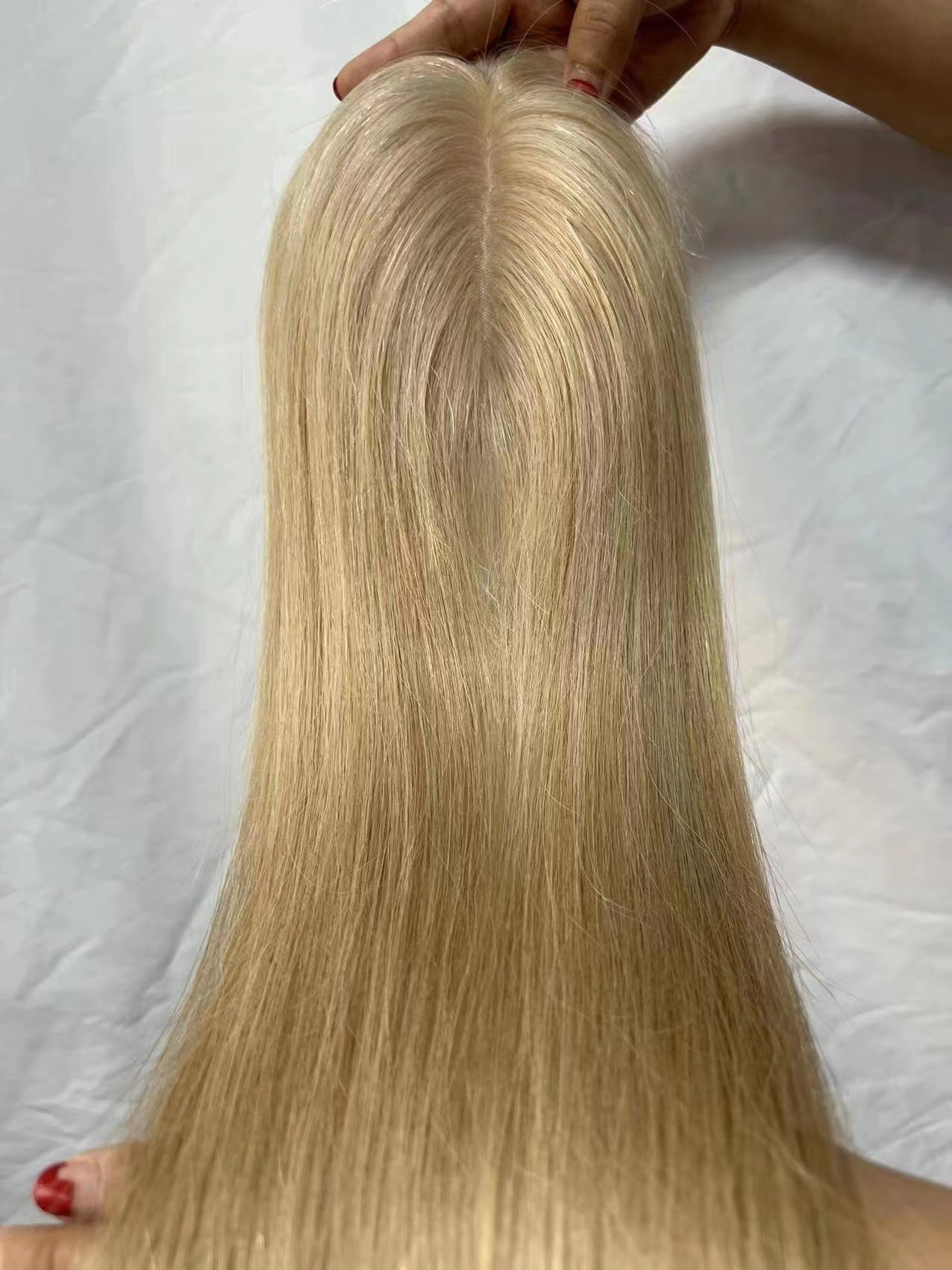 Hair Human Hair Top Remy Hair Toupee 3''x5'' Hand-Tied Silk Straight Hair